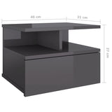 NNEVL Floating Nightstands 2 pcs High Gloss Grey 40x31x27 cm Chipboard