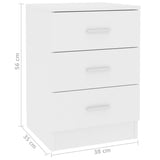 NNEVL Bedside Cabinet White 38x35x56 cm Chipboard
