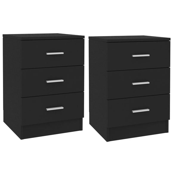 NNEVL Bedside Cabinets 2 pcs Black 38x35x56 cm Chipboard
