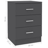 NNEVL Bedside Cabinets 2 pcs Grey 38x35x56 cm Chipboard