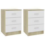 NNEVL Bedside Cabinets 2 pcs White and Sonoma Oak 38x35x56 cm Chipboard