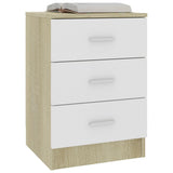 NNEVL Bedside Cabinets 2 pcs White and Sonoma Oak 38x35x56 cm Chipboard