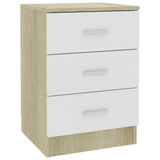 NNEVL Bedside Cabinets 2 pcs White and Sonoma Oak 38x35x56 cm Chipboard