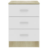 NNEVL Bedside Cabinets 2 pcs White and Sonoma Oak 38x35x56 cm Chipboard