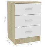 NNEVL Bedside Cabinets 2 pcs White and Sonoma Oak 38x35x56 cm Chipboard