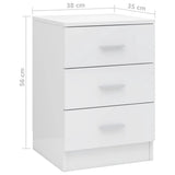 NNEVL Bedside Cabinet High Gloss White 38x35x56 cm Chipboard
