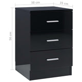 NNEVL Bedside Cabinet High Gloss Black 38x35x56 cm Chipboard