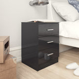 NNEVL Bedside Cabinet High Gloss Black 38x35x56 cm Chipboard