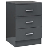 NNEVL Bedside Cabinet High Gloss Grey 38x35x56 cm Chipboard
