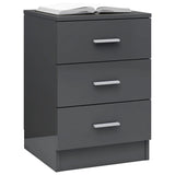 NNEVL Bedside Cabinet High Gloss Grey 38x35x56 cm Chipboard