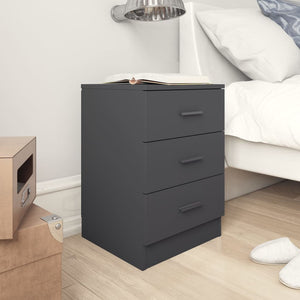 NNEVL Bedside Cabinet High Gloss Grey 38x35x56 cm Chipboard