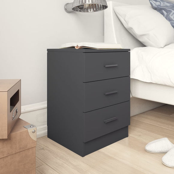 NNEVL Bedside Cabinet High Gloss Grey 38x35x56 cm Chipboard