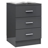 NNEVL Bedside Cabinets 2 pcs High Gloss Grey 38x35x56 cm Chipboard