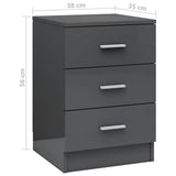 NNEVL Bedside Cabinets 2 pcs High Gloss Grey 38x35x56 cm Chipboard