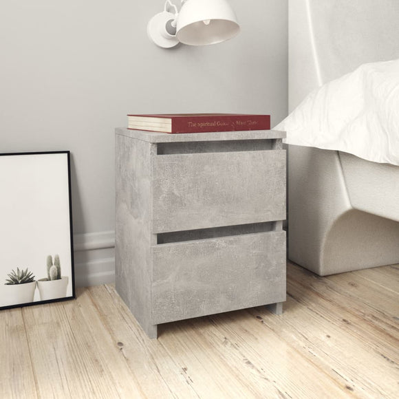 NNEVL Bedside Cabinets 2 pcs Concrete Grey 30x30x40 cm Chipboard