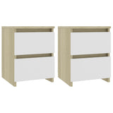 NNEVL Bedside Cabinets 2 pcs White and Sonoma Oak 30x30x40 cm Chipboard