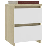 NNEVL Bedside Cabinets 2 pcs White and Sonoma Oak 30x30x40 cm Chipboard