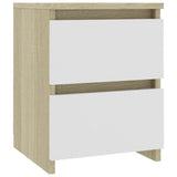 NNEVL Bedside Cabinets 2 pcs White and Sonoma Oak 30x30x40 cm Chipboard