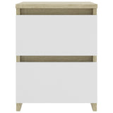 NNEVL Bedside Cabinets 2 pcs White and Sonoma Oak 30x30x40 cm Chipboard