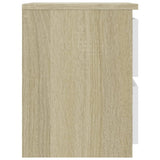 NNEVL Bedside Cabinets 2 pcs White and Sonoma Oak 30x30x40 cm Chipboard