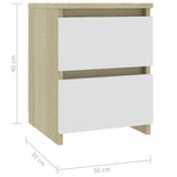 NNEVL Bedside Cabinets 2 pcs White and Sonoma Oak 30x30x40 cm Chipboard