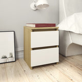NNEVL Bedside Cabinets 2 pcs White and Sonoma Oak 30x30x40 cm Chipboard