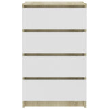 NNEVL Sideboard White and Sonoma Oak 60x35x98.5 cm Engineered Wood