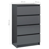 NNEVL Sideboard High Gloss Grey 60x35x98.5 cm Engineered Wood