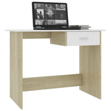 NNEVL Desk White and Sonoma Oak 100x50x76 cm Chipboard