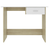 NNEVL Desk White and Sonoma Oak 100x50x76 cm Chipboard