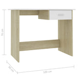 NNEVL Desk White and Sonoma Oak 100x50x76 cm Chipboard