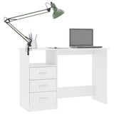 NNEVL Desk with Drawers White 110x50x76 cm Chipboard