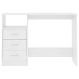 NNEVL Desk with Drawers White 110x50x76 cm Chipboard