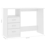 NNEVL Desk with Drawers White 110x50x76 cm Chipboard