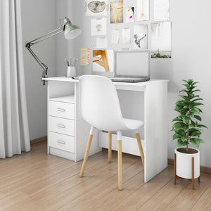 NNEVL Desk with Drawers White 110x50x76 cm Chipboard
