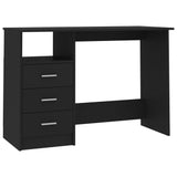NNEVL Desk with Drawers Black 110x50x76 cm Chipboard