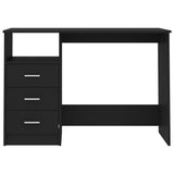NNEVL Desk with Drawers Black 110x50x76 cm Chipboard