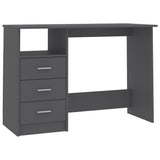 NNEVL Desk with Drawers Grey 110x50x76 cm Chipboard