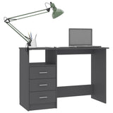 NNEVL Desk with Drawers Grey 110x50x76 cm Chipboard