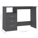 NNEVL Desk with Drawers Grey 110x50x76 cm Chipboard