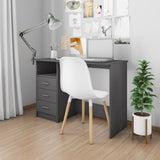 NNEVL Desk with Drawers Grey 110x50x76 cm Chipboard