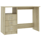 NNEVL Desk with Drawers Sonoma Oak 110x50x76 cm Chipboard