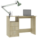 NNEVL Desk with Drawers Sonoma Oak 110x50x76 cm Chipboard