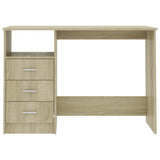 NNEVL Desk with Drawers Sonoma Oak 110x50x76 cm Chipboard