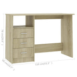 NNEVL Desk with Drawers Sonoma Oak 110x50x76 cm Chipboard