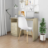 NNEVL Desk with Drawers Sonoma Oak 110x50x76 cm Chipboard