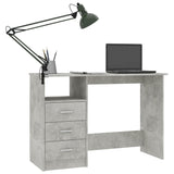 NNEVL Desk with Drawers Concrete Grey 110x50x76 cm Chipboard