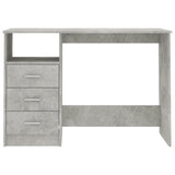 NNEVL Desk with Drawers Concrete Grey 110x50x76 cm Chipboard