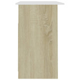NNEVL Desk with Drawers White and Sonoma Oak 110x50x76 cm Chipboard