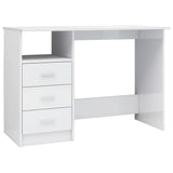 NNEVL Desk with Drawers High Gloss White 110x50x76 cm Chipboard